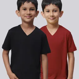Friskers Boys Pack Of 2 V-Neck Pure Cotton Sports T-shirt-image-54