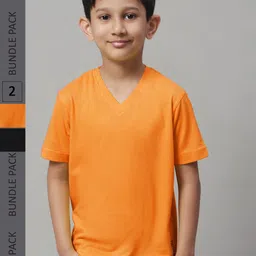 Friskers Boys Pack Of 2 V-Neck Pure Cotton T-shirts-picture-21