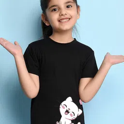 NUSYL Girls Graphic Printed Cotton T-shirt-picture-35