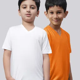 Friskers Boys Pack Of 2 V-Neck Pure Cotton T-shirts-image-11