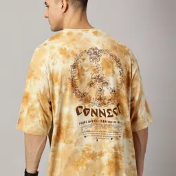 THE HOLLANDER Round Neck Drop Shoulder Sleeves Dyed Cotton Oversized T-shirt-image-15