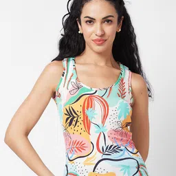 SPYKAR Abstract Printed Scoop Neck Sleeveless Cotton T-shirt-image-57