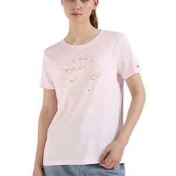 Tommy Hilfiger Women Typography Printed Round Neck Cotton T-shirt-picture-28