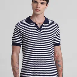 Jack & Jones Men Striped Polo Collar T-shirt image 1