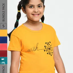 BAESD Girls Pack Of 5 Printed Round Neck Cotton T-shirts-picture-46