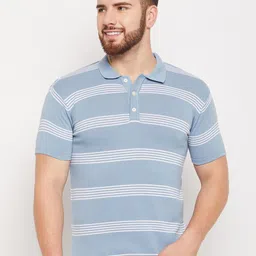 Cantabil Horizontal Striped Polo Collar Pure Cotton T-shirt-picture-35