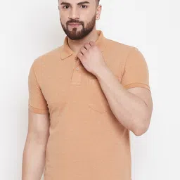Camey Men Cream-Coloured Polo Collar Pockets Cotton T-shirt-picture-37