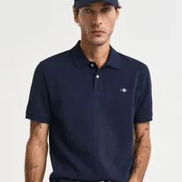 GANT Men Solid Polo Collar Cotton T-shirt image 1