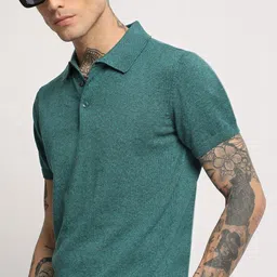 THE BEAR HOUSE Men Solid Regular Fit Cotton Polo Collar T-Shirts-picture-32