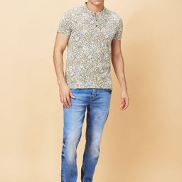 Being Human Men Floral Printed Mandarin Collar Pockets T-shirt-picture-14