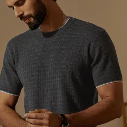 Andamen Self Design Crew Neck Short Sleeves Merino Woollen Regular T-shirt-picture-57