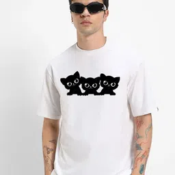 Elibolz Animal Printed Drop-Shoulder Sleeves Cotton Oversized T-shirt image 1