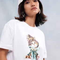 Tokyo Talkies Women Graphic Printed Cotton Relaxed Fit T-shirt-image-29