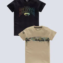 BAESD Boys Pack Of 2 Typography Printed Pure Cotton T-shirt-picture-36