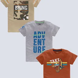 BAESD Boys Pack Of 3 Typography Printed Pure Cotton T-shirt-picture-31