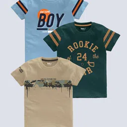 BAESD Boys Pack Of 3 Typography Printed Pure Cotton T-shirt-picture-33