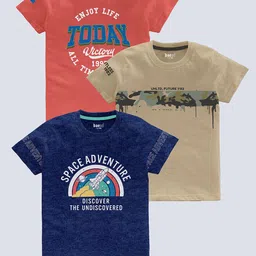 BAESD Boys Pack Of 3 Typography Printed Cotton T-Shirt-picture-44
