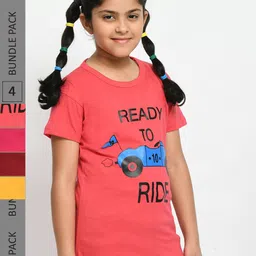 BAESD Girls Pack Of 4 Graphic Printed Cotton T-shirts-picture-37