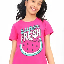 BONKIDS Girls Typography Printed Cotton T-shirt-image-76