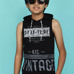 V-Mart Boys Typography Printed Hooded T-shirt image 1