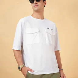 Street 808 by Pantaloons Men Typography Printed Round Neck Pure Cotton Pockets T-shirt-picture-10