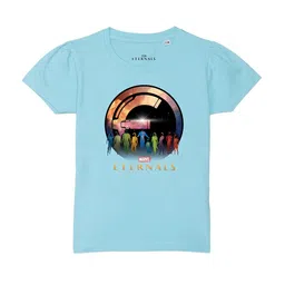 Marvel by Wear Your Mind Girls Blue Superhero Printed Pure Cotton T-shirt-picture-37