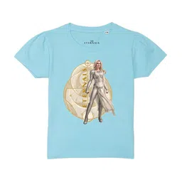 Marvel by Wear Your Mind Girls Blue Printed Pure Cotton T-shirt-picture-27