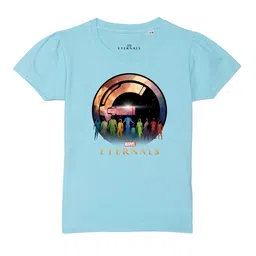 Marvel by Wear Your Mind Girls Blue Eternals Printed Pure Cotton T-shirt-picture-33