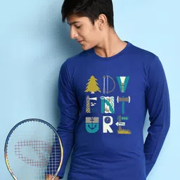 NUSYL Boys Blue Typography Printed T-shirt-picture-12