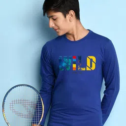 NUSYL Boys Blue Typography Printed T-shirt-picture-11