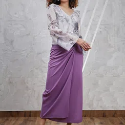 Athena Lavender Knotting Straight Midi Skirt-picture-41