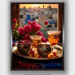 INDIAN CLASSIC ART Pink & Beige Wooden Indian Folk Wall Art Painting-picture-27