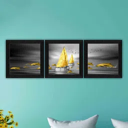 SAF Black & Grey 3 Pieces Framed Painting Wall Art-picture-36