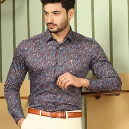 Melvin Jones Premium Slim Fit Floral Printed Pure Cotton Formal Shirt-image-42