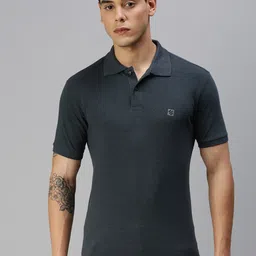 ONN Men Turquoise Blue Polo Collar T-shirt image 5