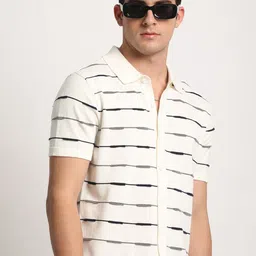 THE BEAR HOUSE Men Striped Regular Fit Cotton Polo Collar T-Shirt-picture-32