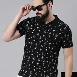 Kryptic Tropical Printed Polo Collar Pure Cotton T-shirt-picture-33