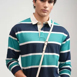 HIGHLANDER Men Striped Polo Collar T-shirt-picture-31