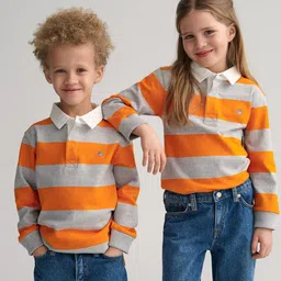 GANT Kids Striped Polo Collar Pure Cotton T-shirt-picture-46