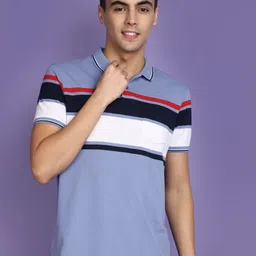 V-Mart Striped Polo Collar Cotton T-shirt-picture-52