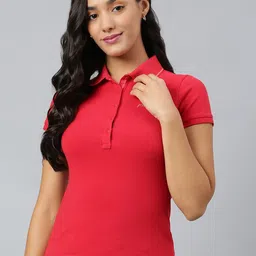 Woods Women Red Polo Collar T-shirt-picture-23