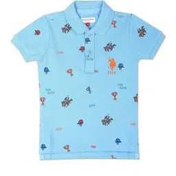 U.S. Polo Assn. Kids Boys Conversational Printed Polo Collar Pure Cotton T-shirt-picture-58
