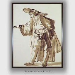 The Art House White Actor with a Broad Rimmed Hat by Rembrandt Van Rijn Wall Painting-image-0
