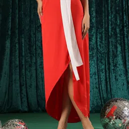 B'Infinite Women Jazz A-Line Vermilion Midi Skirt-picture-41