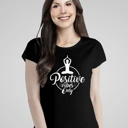 Pootlu Women Black Typography Printed Extended Sleeves T-shirt-image-27