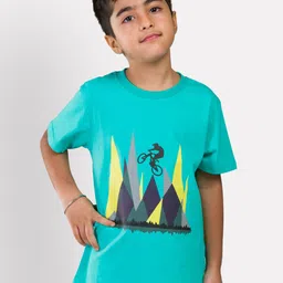 Growing Tree Kids Blue Printed Raw Edge Outdoor T-shirt-picture-38