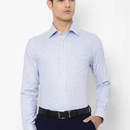 Louis Philippe Men Blue Checked Cotton Formal Shirt-picture-52
