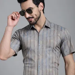 Indian Needle Classic Ethnic Motif Printed Formal Shirt-image-43