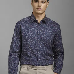 Louis Philippe Men Classic Spread Collar Floral Printed Cotton Formal Shirt-picture-35