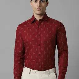 Louis Philippe Classic Fit Floral Printed Spread Collar Formal Shirt-picture-20